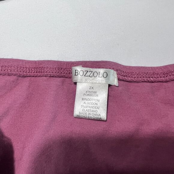 ✨Lot 2 BOZZOLO Women’s Tube Tops Size 2X Plus Olive Green Pink Cotton Stretch - Picture 2 of 5